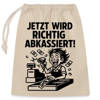 abkassieren Kassiererin Supermarkt - Verschließbarer Geschenkbeutel aus Baumwolle (25x30cm) - Natur - Vorne
