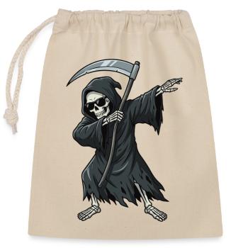 Dabbender Sensenmann – lustiges Skull Cartoon - Verschließbarer Geschenkbeutel aus Baumwolle (25x30cm) - Natur - Vorne