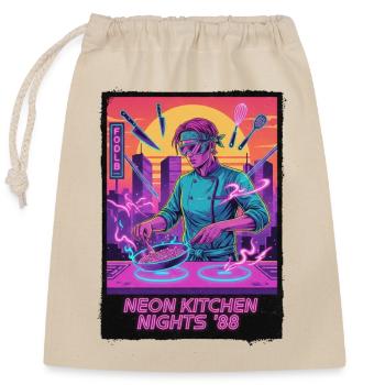 Retro Wave Kitchen - Verschließbarer Geschenkbeutel aus Baumwolle (25x30cm) - Natur - Vorne