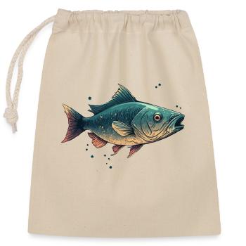 Fish - Closable cotton gift bag (25x30cm) - nature - Front