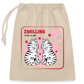 Sternzeichen Zwilling - Verschließbarer Geschenkbeutel aus Baumwolle (25x30cm) - Natur - Vorne