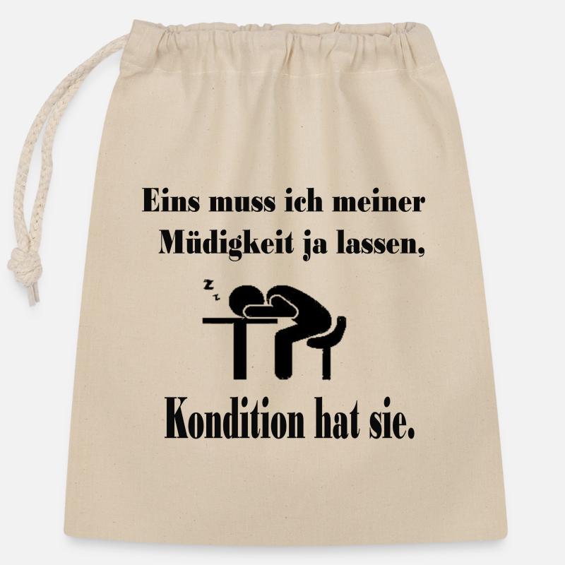 Müdigkeitsprofi - Verschließbarer Geschenkbeutel aus Baumwolle (25x30cm) - Natur
