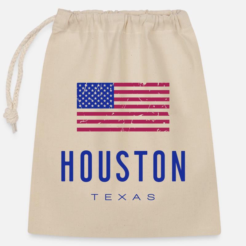 Houston /// Texas - Closable cotton gift bag (25x30cm) - nature