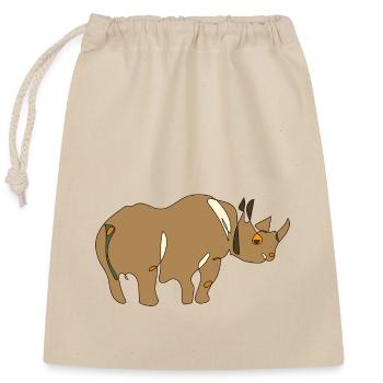 Rhinocéros à corne - Sac cadeau en coton avec cordon (25 x 30 cm) - nature - Devant