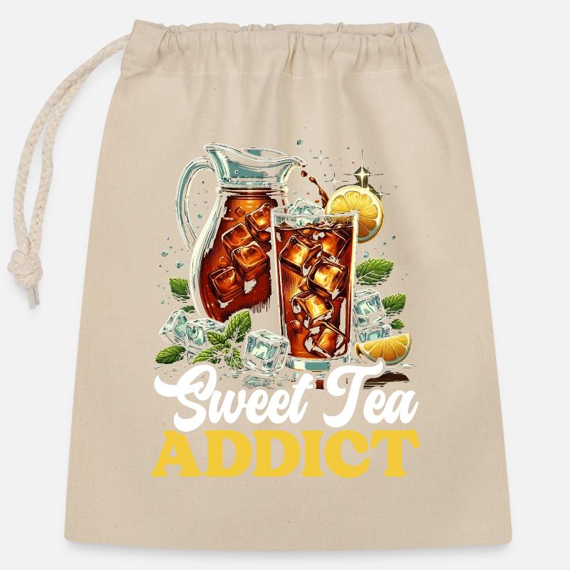 Süße Teetrinkerin Tee - Verschließbarer Geschenkbeutel aus Baumwolle (25x30cm) - Natur