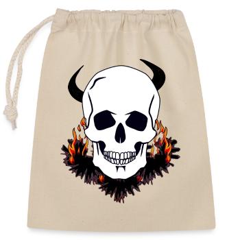 Teufel Schädel Fegefeuer Hölle Satan teuflisch Tod - Verschließbarer Geschenkbeutel aus Baumwolle (25x30cm) - Natur - Vorne