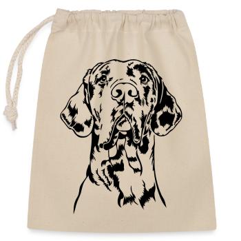 Deutsche Dogge Harlekin Portrait Hunde Wilsigns - Verschließbarer Geschenkbeutel aus Baumwolle (25x30cm) - Natur - Vorne