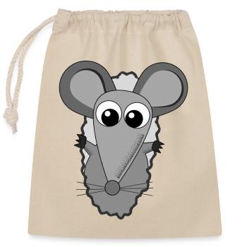 Guck-Guck - Maus guckt raus - Verschließbarer Geschenkbeutel aus Baumwolle (25x30cm) - Natur - Vorne