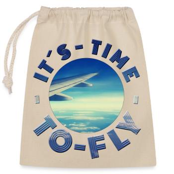 ITS TIME TO FLY ready for vacation vacation sun fun - Closable cotton gift bag (25x30cm) - nature - Front