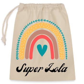 Super Lola - Verschließbarer Geschenkbeutel aus Baumwolle (25x30cm) - Natur - Vorne