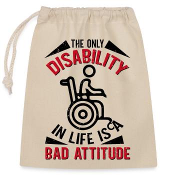 Wheelchair user Leg amputation - Closable cotton gift bag (25x30cm) - nature - Front