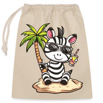 Zebra Summer Beach Vacation - Closable cotton gift bag (25x30cm) - nature - Front