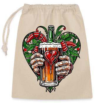 I love beer - Closable cotton gift bag (25x30cm) - nature - Front