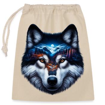 Wolf - Verschließbarer Geschenkbeutel aus Baumwolle (25x30cm) - Natur - Vorne