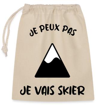 I CAN'T. SKI. SKI. RACKET. SNOW. SNOWBOARDING - Closable cotton gift bag (25x30cm) - nature - Front