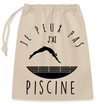 I can't, I have a swimming pool. - Closable cotton gift bag (25x30cm) - nature - Front