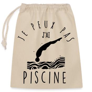 I can't, I have a swimming pool. - Closable cotton gift bag (25x30cm) - nature - Front