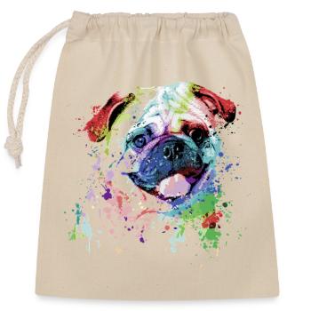 Portrait de Bouledogue En Couleurs Vibrantes - Sac cadeau en coton avec cordon (25 x 30 cm) - nature - Devant