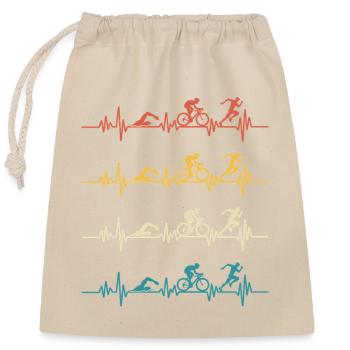 Herzschlag-Triathleten-Triathlon - Verschließbarer Geschenkbeutel aus Baumwolle (25x30cm) - Natur - Vorne