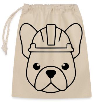 Frenchie Bauarbeiter Helm Outline - Verschließbarer Geschenkbeutel aus Baumwolle (25x30cm) - Natur - Vorne