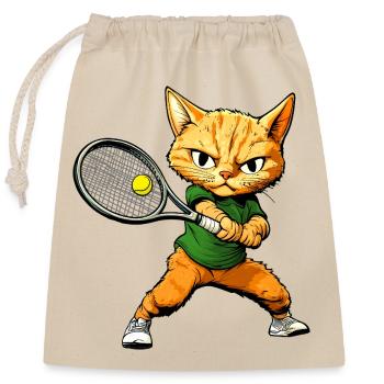 Tennis des chats - Sac cadeau en coton avec cordon (25 x 30 cm) - nature - Devant
