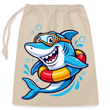 Cool Bath Shark - Closable cotton gift bag (25x30cm) - nature - Front