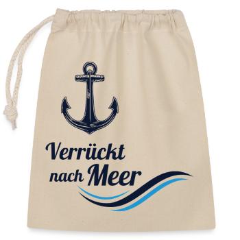 Fou de mer - vagues d’ancrage - Sac cadeau en coton avec cordon (25 x 30 cm) - nature - Devant