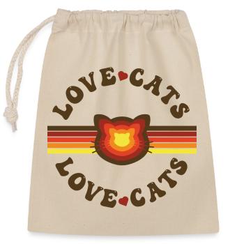 Retro Vibe Love Cats - Closable cotton gift bag (25x30cm) - nature - Front