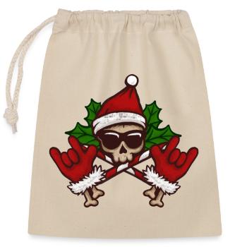 Rocking Christmas - Closable cotton gift bag (25x30cm) - nature - Front