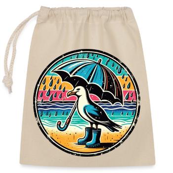 Colorful Pop Art Seagull Wellington Boots and Umbrella - Closable cotton gift bag (25x30cm) - nature - Front