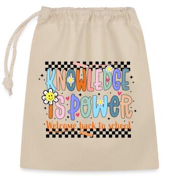 Back to School - Closable cotton gift bag (25x30cm) - nature - Front
