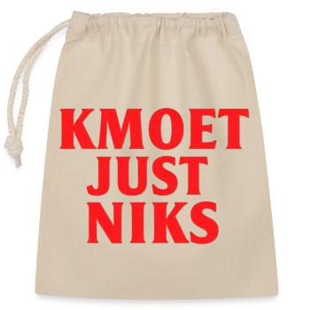 Kmoet just nothing, Dialecte anversois Chemises - Sac cadeau en coton avec cordon (25 x 30 cm) - nature - Devant