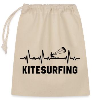 Kitesurfing - Verschließbarer Geschenkbeutel aus Baumwolle (25x30cm) - Natur - Vorne