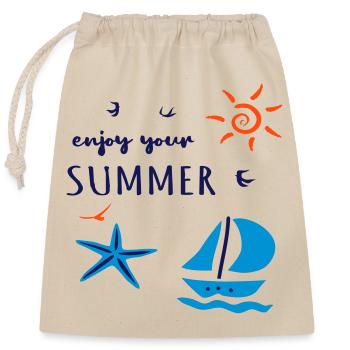 enjoy your Summer, Urlaub - Verschließbarer Geschenkbeutel aus Baumwolle (25x30cm) - Natur - Vorne