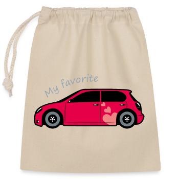 Favorite car - Closable cotton gift bag (25x30cm) - nature - Front