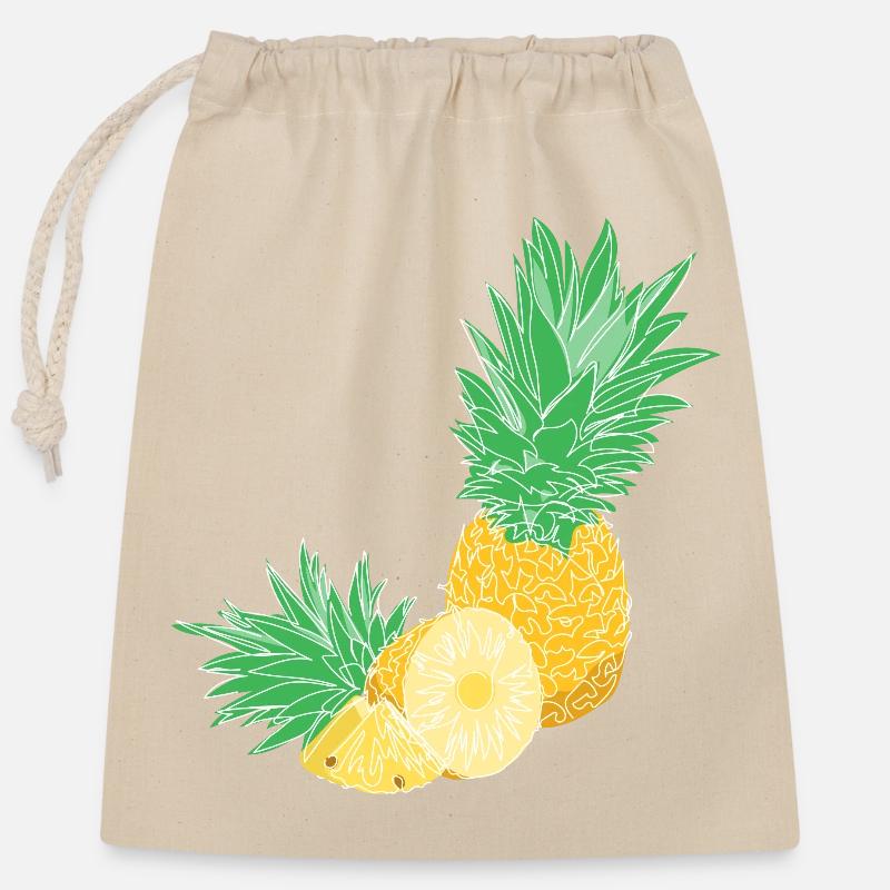 Ananas - Verschließbarer Geschenkbeutel aus Baumwolle (25x30cm) - Natur
