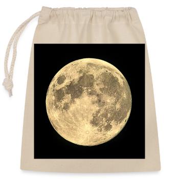 Vollmond am Nachthimmel - Verschließbarer Geschenkbeutel aus Baumwolle (25x30cm) - Natur - Vorne