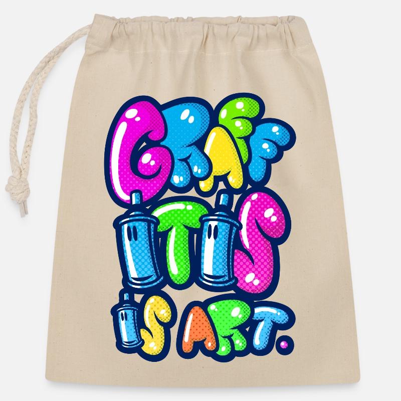 graffitis kunst multicolors - Gavepose i bomuld, der kan lukkes (25x30 cm) - natur