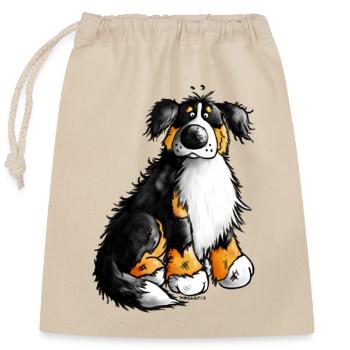 Berner Sennenhund - Bernese Mountain Dog - Verschließbarer Geschenkbeutel aus Baumwolle (25x30cm) - Natur - Vorne