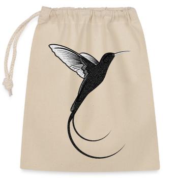 Colibri design sable noir - Sac cadeau en coton avec cordon (25 x 30 cm) - nature - Devant