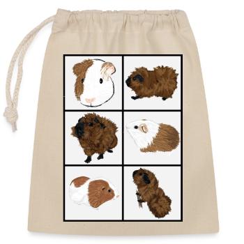 Nettes Design mit Meerschweinchen 1 - Verschließbarer Geschenkbeutel aus Baumwolle (25x30cm) - Natur - Vorne