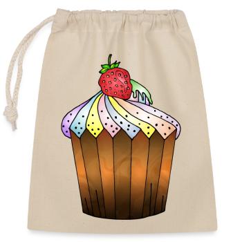 Kuchen - Verschließbarer Geschenkbeutel aus Baumwolle (25x30cm) - Natur - Vorne