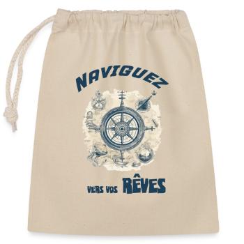 Carte marine ancienne - Sac cadeau en coton avec cordon (25 x 30 cm) - nature - Devant
