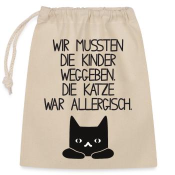 Kinder Allergie - Katze - Verschließbarer Geschenkbeutel aus Baumwolle (25x30cm) - Natur - Vorne