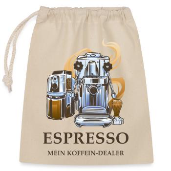 Espresso Design - Verschließbarer Geschenkbeutel aus Baumwolle (25x30cm) - Natur - Vorne