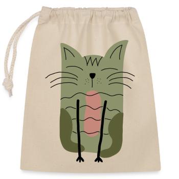 Scandinavian Cat Cat Lover - Closable cotton gift bag (25x30cm) - nature - Front