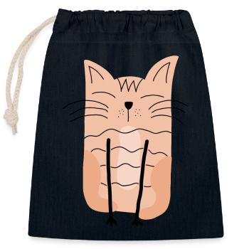 Scandinavian Cat Cat Lover - Closable cotton gift bag (25x30cm) - navy - Front