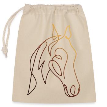 Dessin au trait CHEVAL - Sac cadeau en coton avec cordon (25 x 30 cm) - nature - Devant