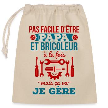 Papa bricoleur 2 - Sac cadeau en coton avec cordon (25 x 30 cm) - nature - Devant