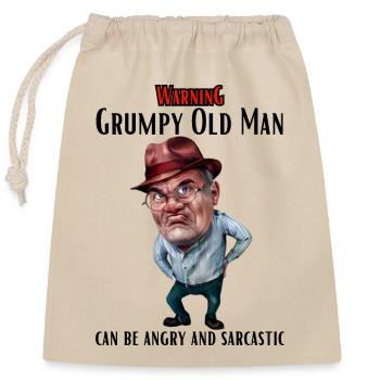 Attention vieil homme - Sac cadeau en coton avec cordon (25 x 30 cm) - nature - Devant